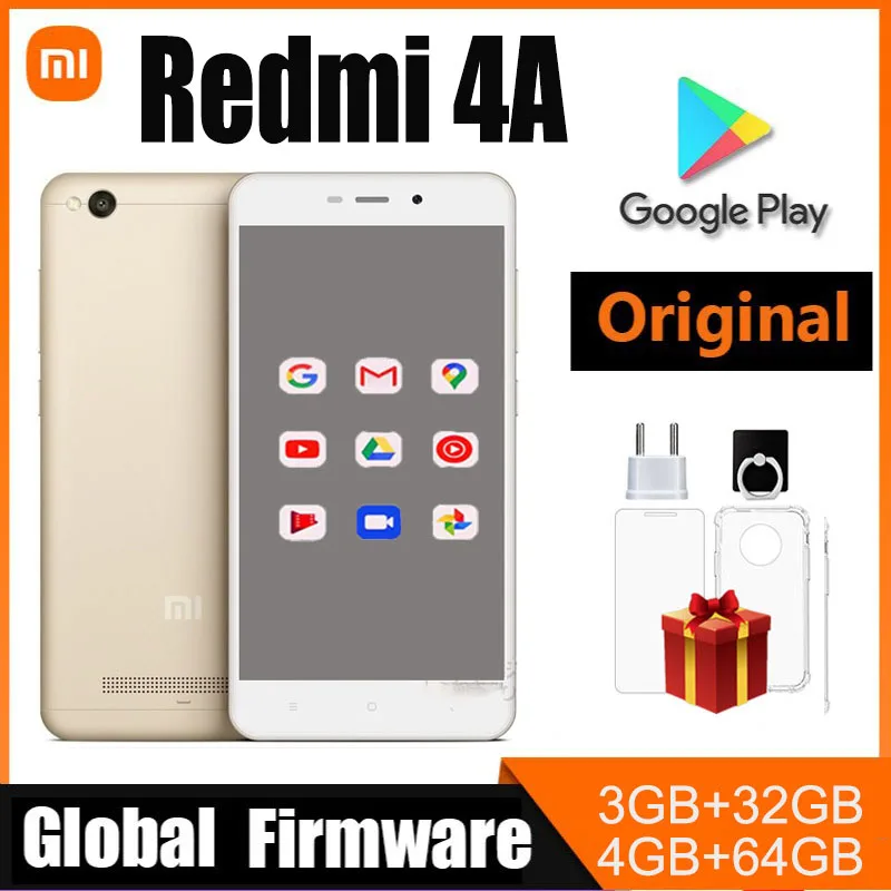 

Смартфон Xiaomi Redmi 4A, Snapdragon 425, задняя камера МП, гибридная двойная SIM-карта, Googleplay, случайный цвет с подарком