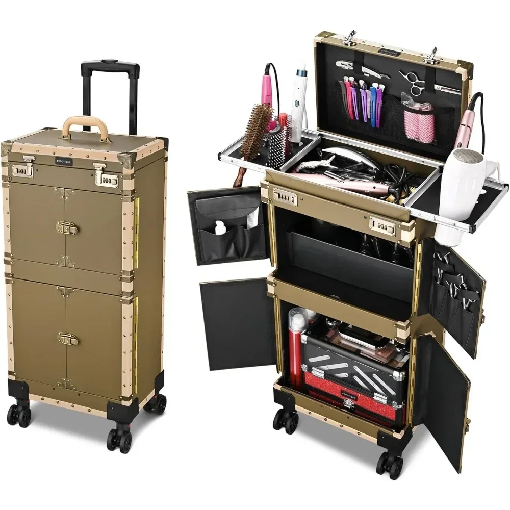 Salon Trolley, Rolling Train Case Travel Stylist Lockable Hairdressing Clipper Modern Simple Fashion Multifunction