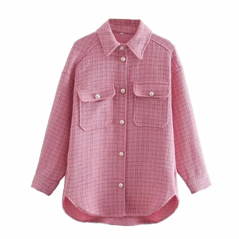 Tweed Women Vintage Tops Oversize Plaid Shirts  Spring Autumn Chic Ladies Streetwear Loose Shirt Elegant Female Outfit Girls