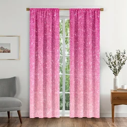 2pcs Pink Star Curtains Colorful Fabric Curtains Rod Pocket for Girl Room Bedroom Decor Star Window Drapes.