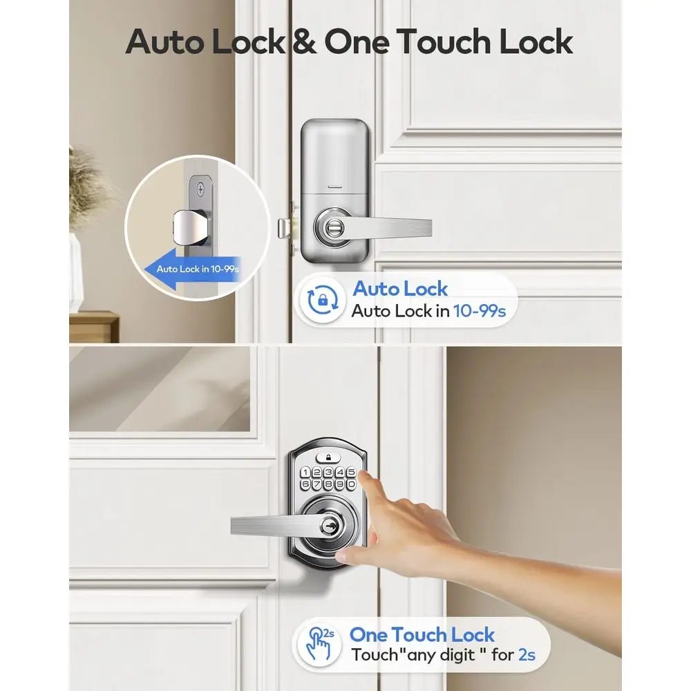 Digital Keypad Door Lock with Handle - Smart Electronic Interior Door Lock featuring Anti-Peeping, Auto-Lock, and Passage Mode -