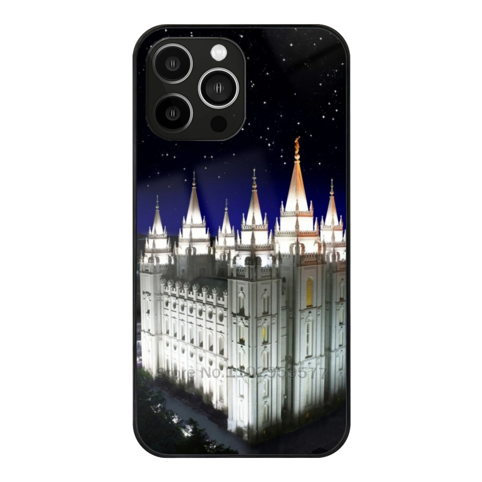 Salt Lake Temple Starry Night 20X30 Tempered Glass Case On For Iphone 15 14 13 12 11 X 8 7 Soft Silicone Cover Lds Mormon Salt