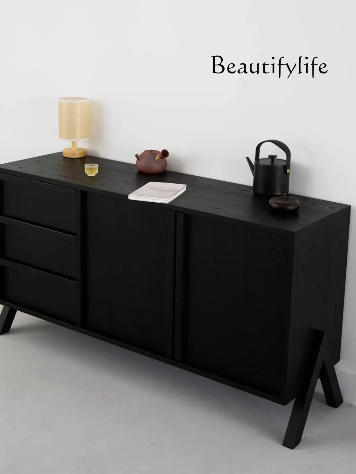 Japanese Style Quiet Style Sideboard Cabinet Simple Modern Living Room Locker Nordic Style Solid Wood Curio Cabinet