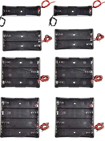 3pcs 18650 Battery Holder Box 1 Slot 3.7V Battery Storage Case 1/2/3/4 Cell Plastic Container with Connect Black Red Wires