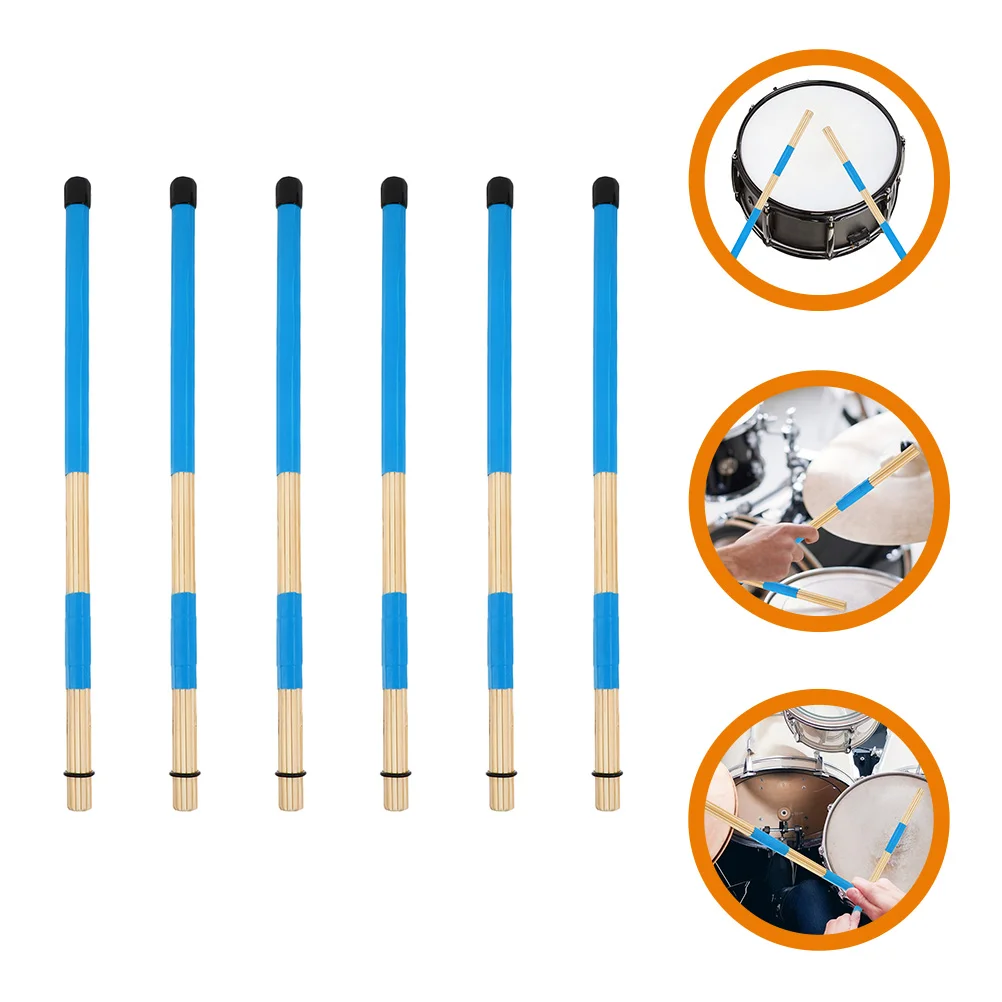 3 Pairs Professional Wooden Drum Brush Set Bundle Stick Sticks Kits Drumsticks Instrument Accessories Percussion Tool Bunch