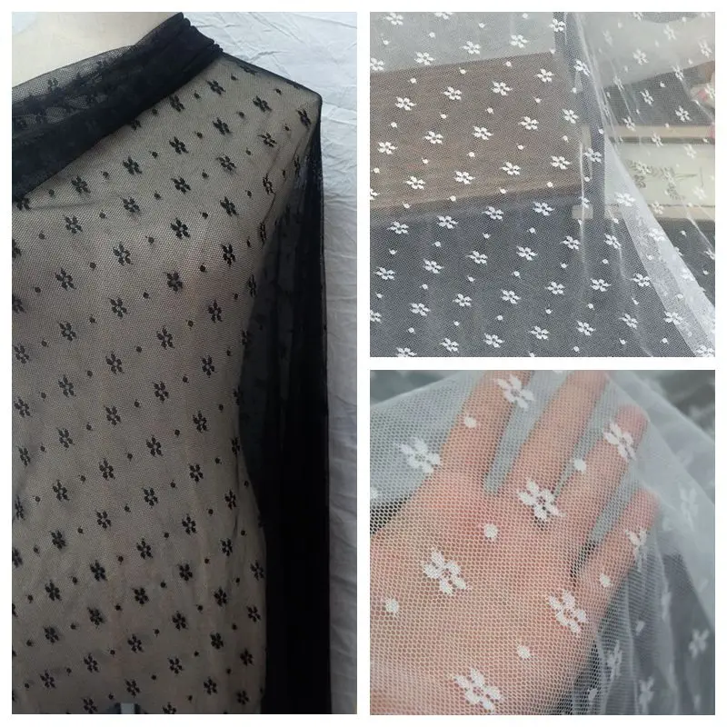 

High Quality Plum Blossom High Quality Mesh Elastic Lace Handmade DIY Clothing Curtains Wedding Dress Fabric Accessories