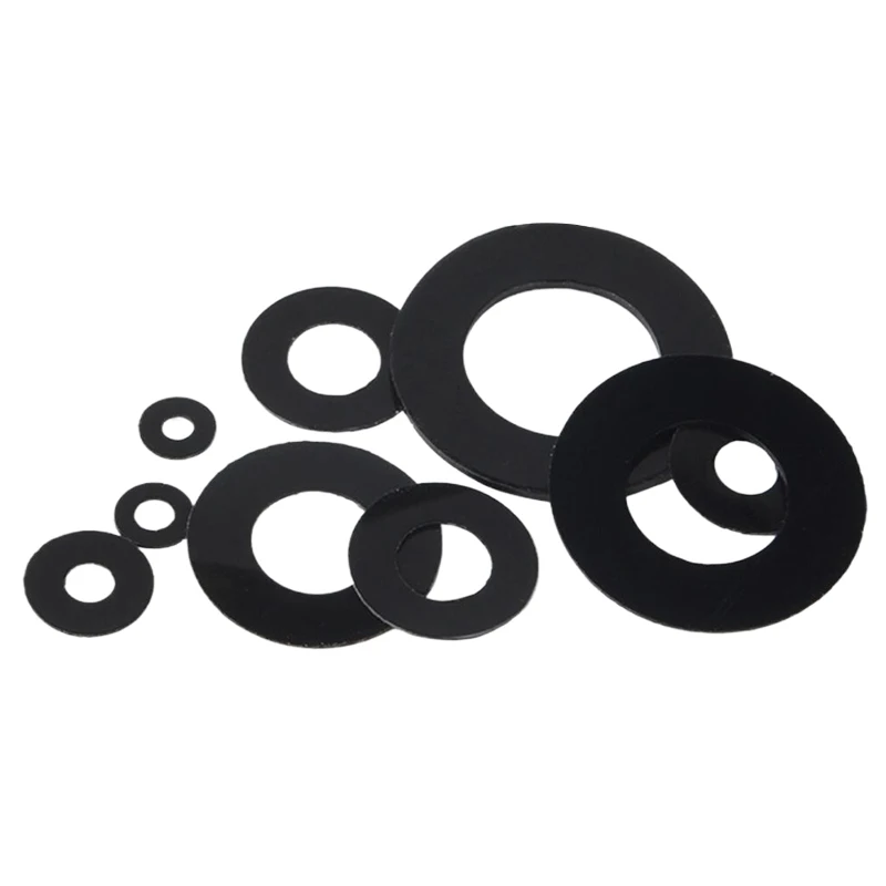 M2 M2.5 M3 M4 M5 M6 M8 M10 Plastic Nylon Ultrathin Washer Black White Flat Ring Seal Washers Gasket Thickness 0.3/0.5/0.8mm