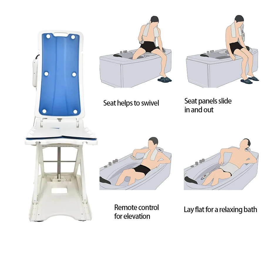 الجملة كرسي الاستحمام المسنين دوران 360 درجة رفع كهربائي كرسي حمام حوض الاستحمام البراز #2