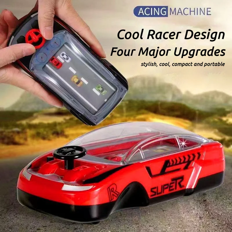 ハンドヘルド電動レーシングアドベンチャーゲームコンソール、子供向けシミュレーション運転玩具、男の子と女の子のためのステアリングチャレンジレベル付き