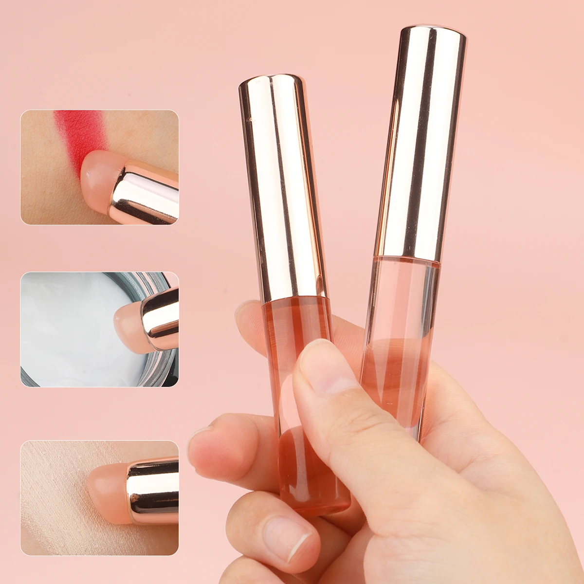 Portable Multi-purpose Mini Translucent Silicone Concealer Brush Lipstick Brush Smudge Brushs Cover Round Head Makeup Brush