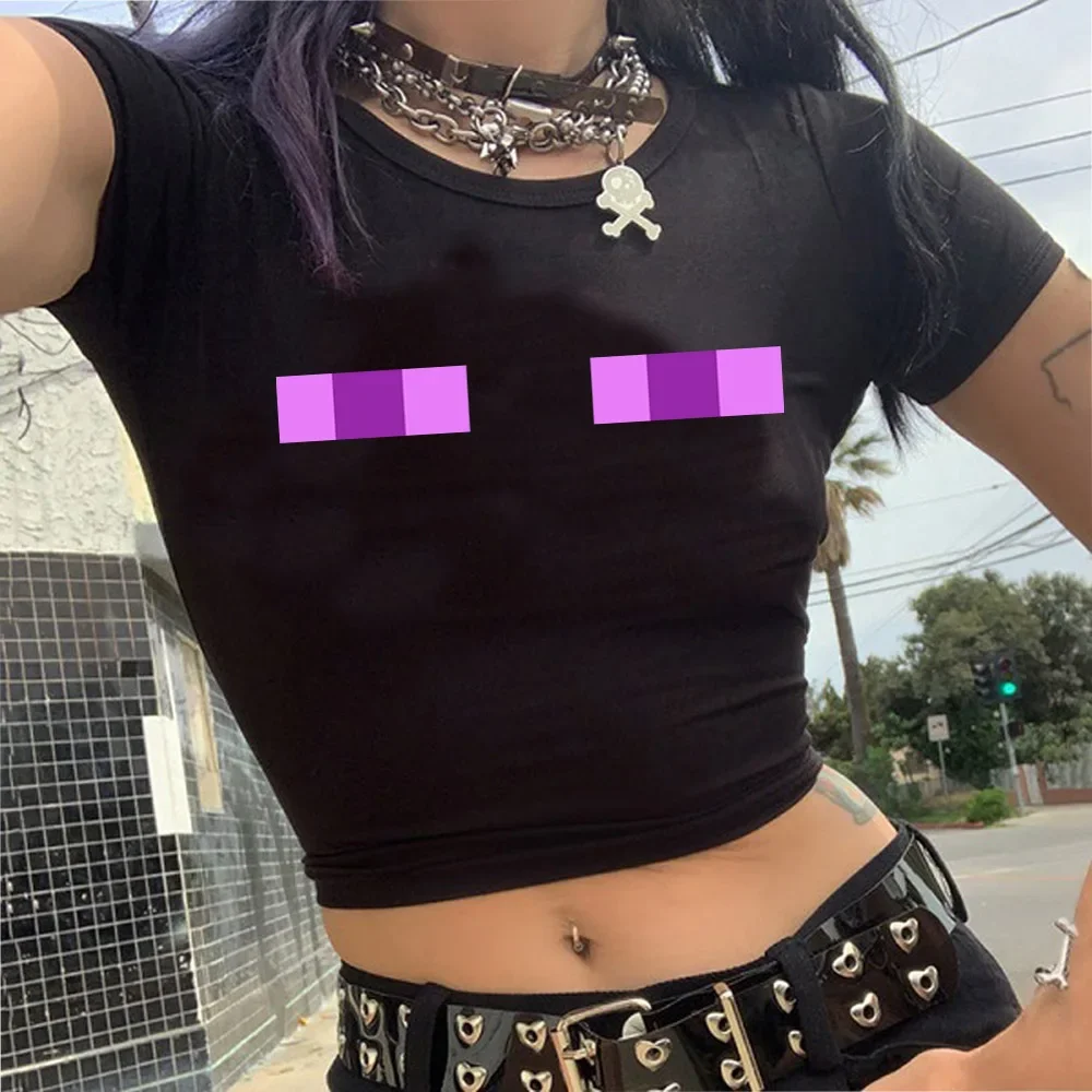 

Y2k Crop Top T-shirt Women Clothes Aesthetics Harajuku Graphic Hip Hop Grunge Goth Cropped Vintage Streetwear Summer Spicy Girl