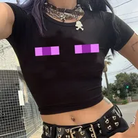 Y2k Crop Top T-shirt Women Clothes Aesthetics Harajuku Graphic Hip Hop Grunge Goth Cropped Vintage Streetwear Summer Spicy Girl