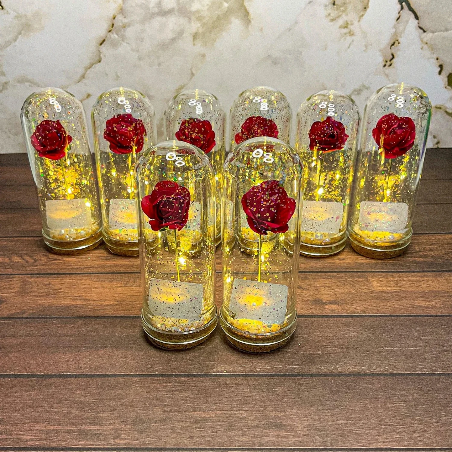 

10 pcs Beauty and the Beast with LIGHT, Wedding Favors for guest, Sweet 16 Favors, Quinceañera Favors, Party Favors, Rose Favors