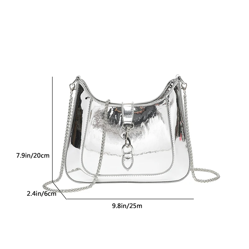 Underarm PU Shoulder Bag Y2K Evening Clutch Female Crossbody Sling Purse Chic Chain Handbag Luxury Designer Brand Trend 2024