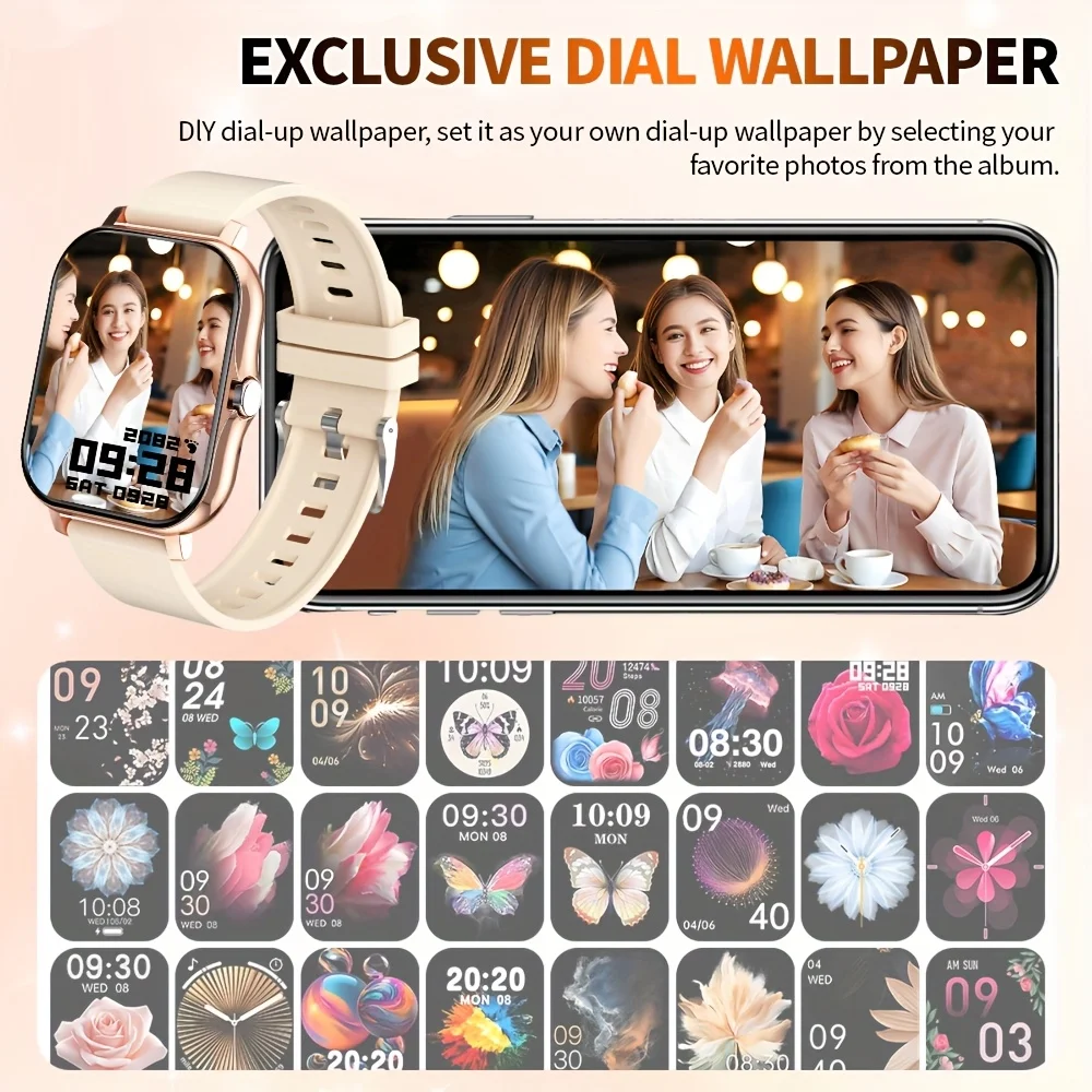 LAXASFIT Moda Smartwatch Bluetooth Chamando 1.83 polegadas Assistente de Voz DIY Watch Faces Monitoramento de Freqüência Cardíaca Presente de feriado