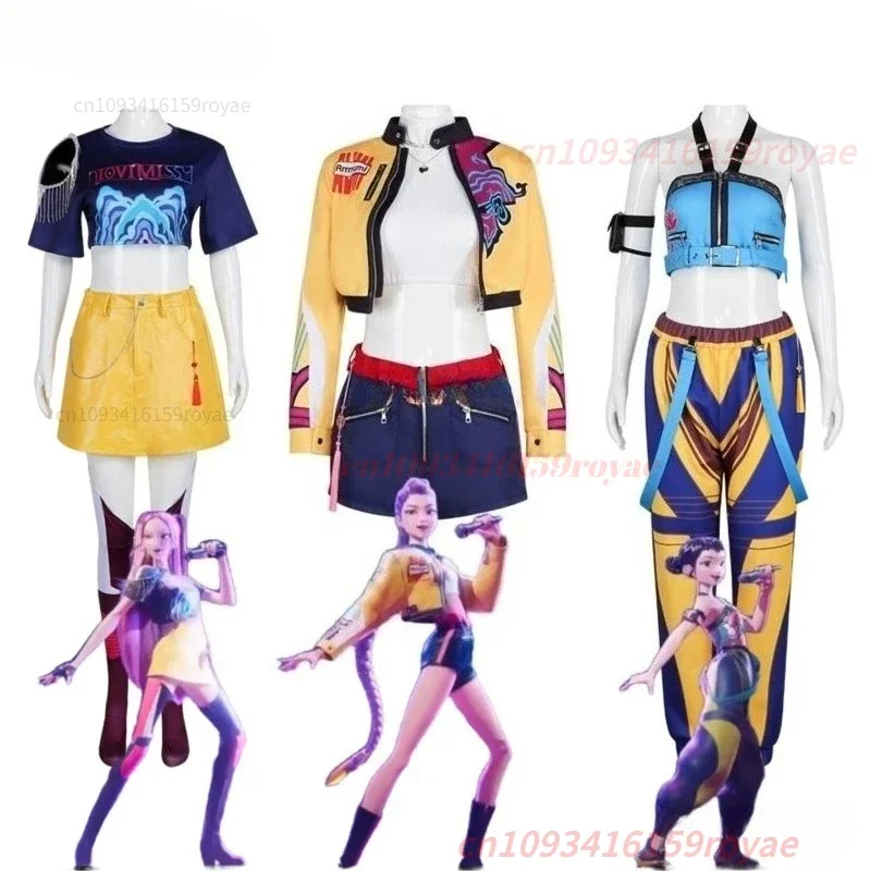 

Anime KPop Demon Cos Hunters Superstar Lumi Mira Zoe Cosplay Costume Full Set Girl Group Suit Women Halloween Party Roleplay