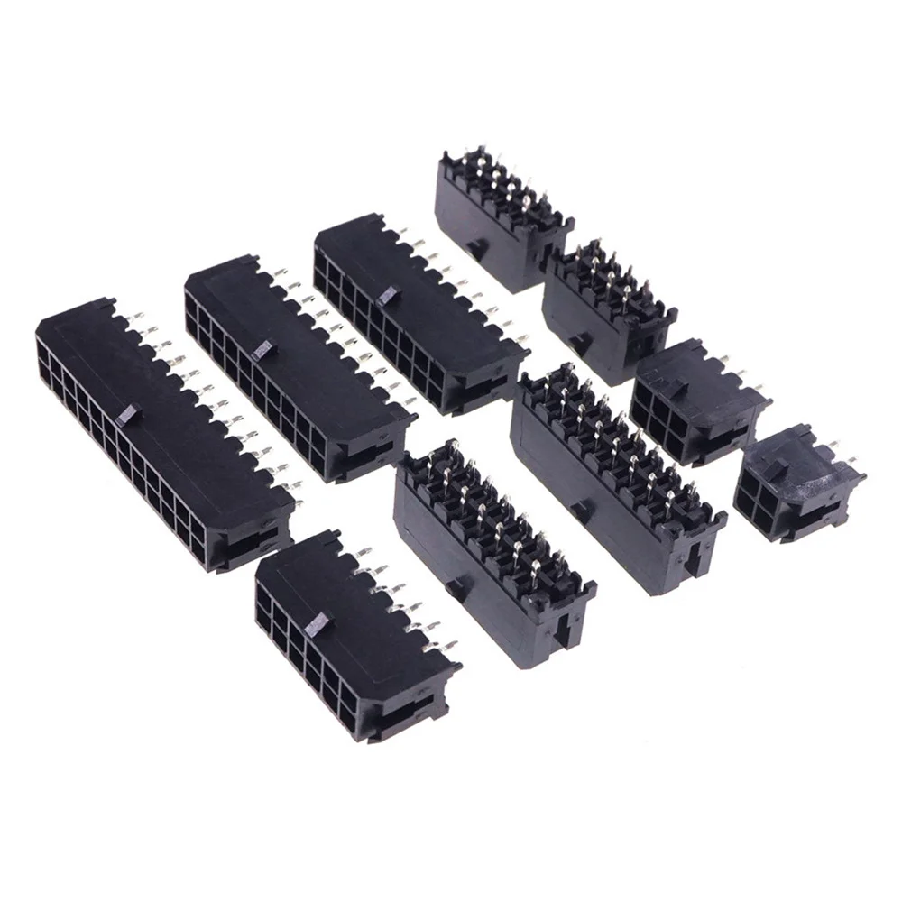 10-500 Pcs PCB Male Header Pin Vertical Through Hole 2 4 6 8 10 12 14 16 18 20 24 Circuits Molex 43045 Micro-Fit 3.0 mm Dual Row