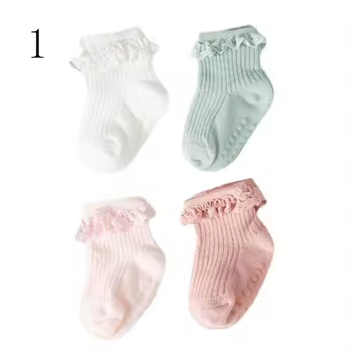 4Pair/lot new baby children's non-slip autumn winter cotton socks solid color baby foot socks - Image 17