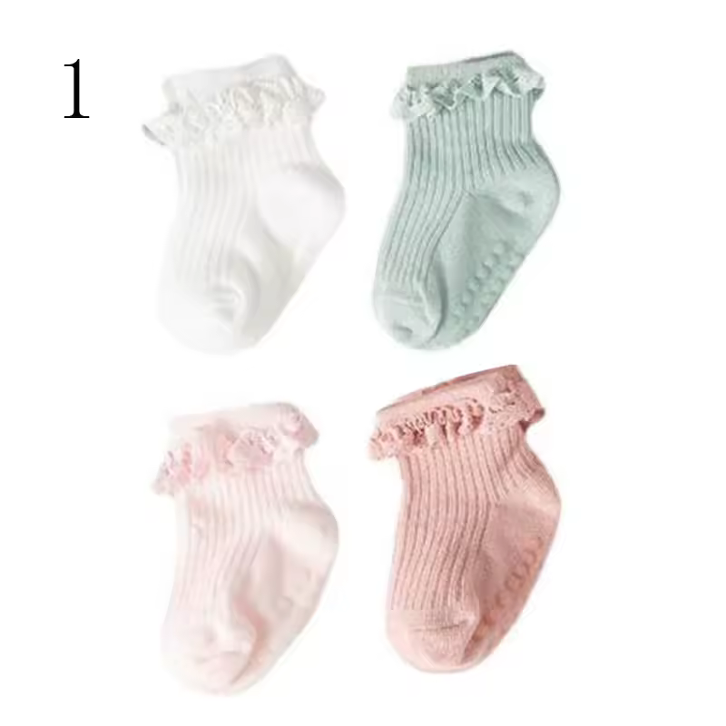 4Pair/lot new baby children's non-slip autumn winter cotton socks solid color baby foot socks - Image 17