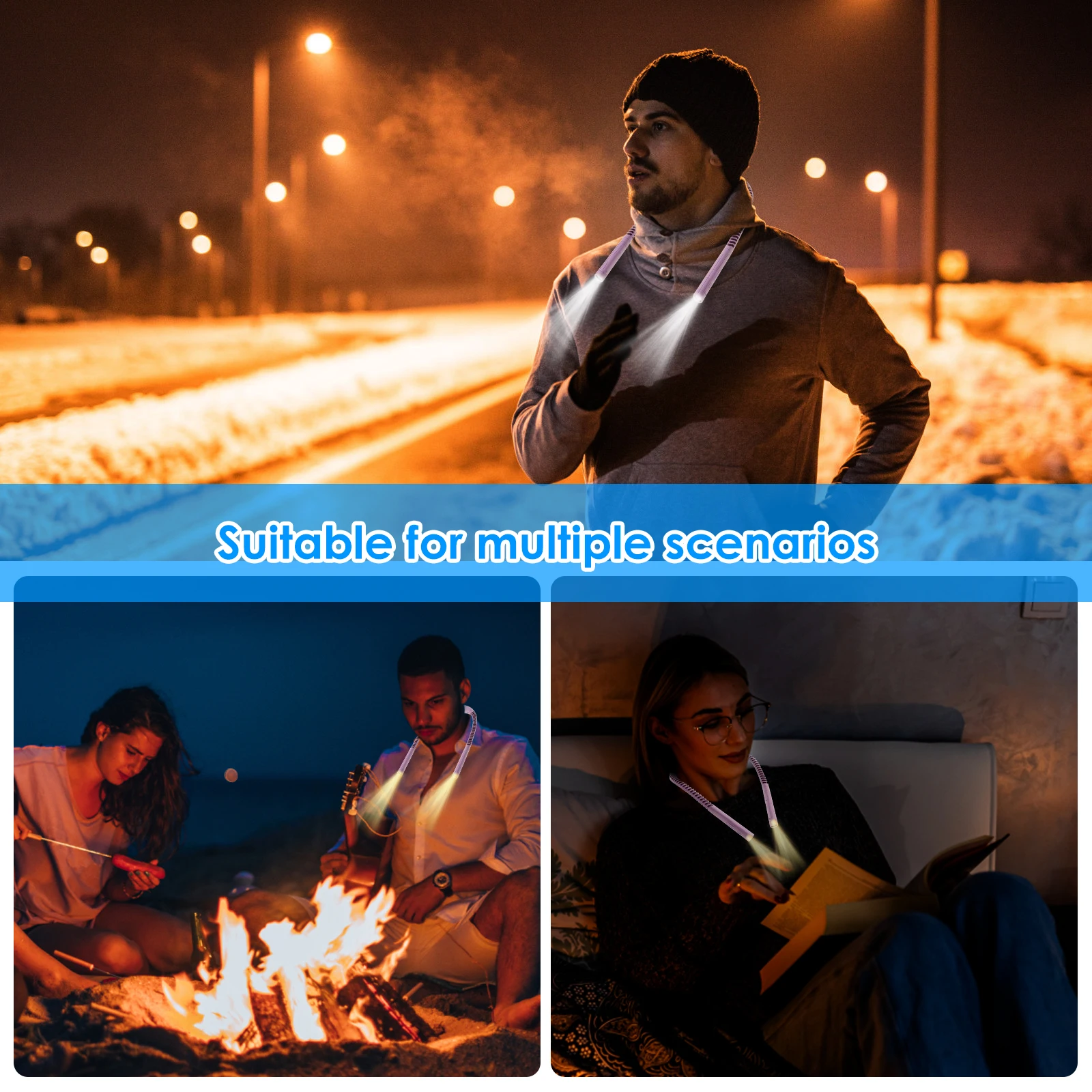 LED الرقبة القراءة الخفيفة 15 سرعة سطوع قابل للتعديل الرقبة كتاب الضوء نوع C قابلة للشحن انحناء الرقبة ضوء مريح التخييم #5