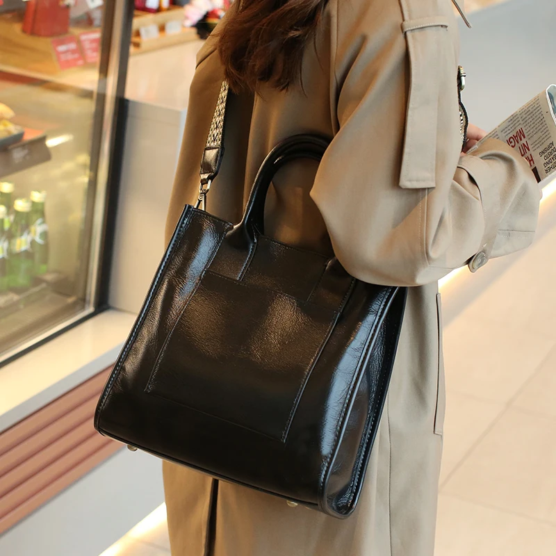 2023 Women\'s Bag Genuine Leather Tote Handbag Female Vegetable Tanned Cowhide Leather Crossbody Messenger Briefcase Shoulder Bag