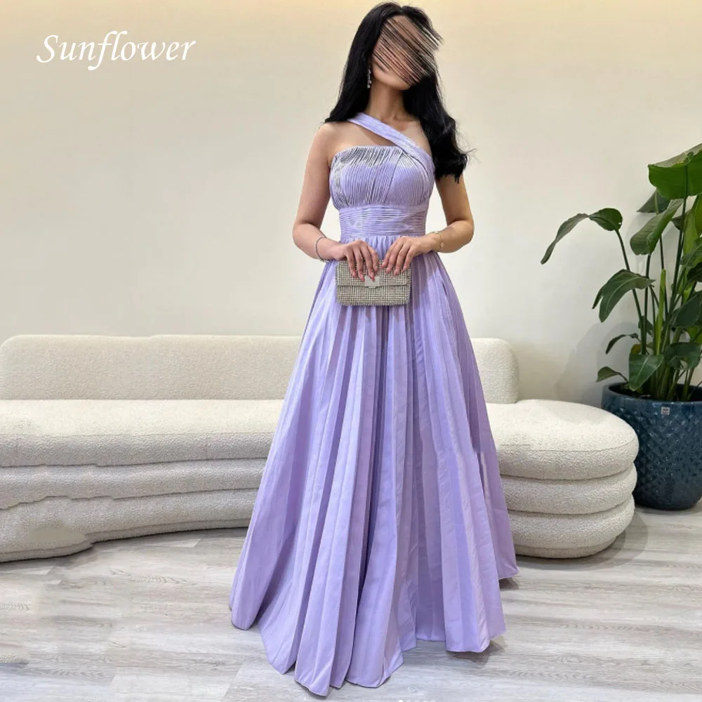 

Sunflower Halter Prom Gowns Pleat A-LINE Formal Evening Dress Slim Tiered Satin Party Dress 2023 Floor-Length High-end Custom