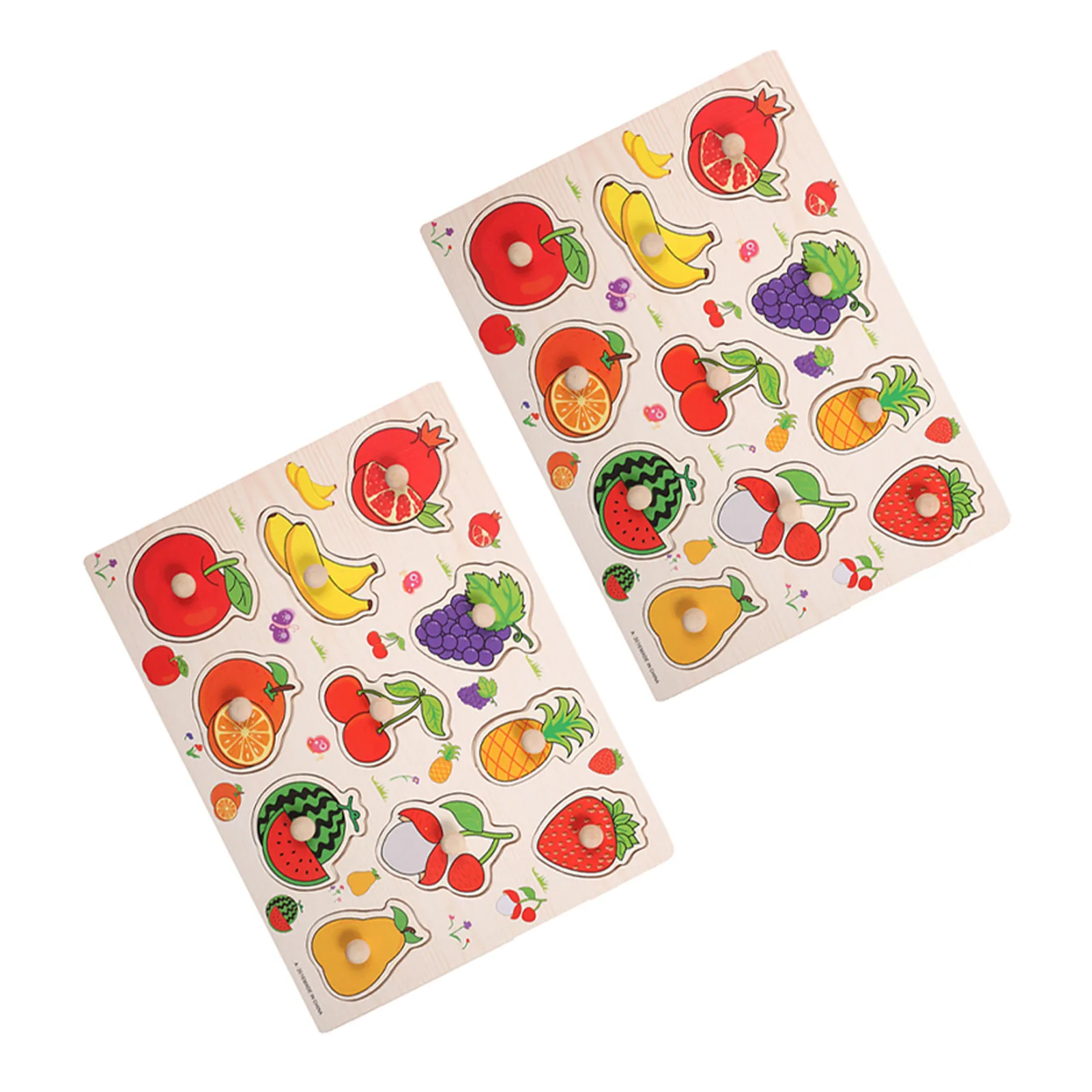 

Набор из 2 деревянных пазлов-головоломок с фруктами и овощами, развивающая игрушка для малышей в стиле Монтессори, для развития мелкой моторики