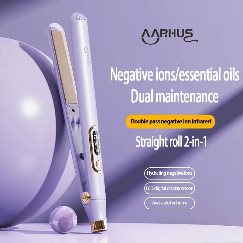 

2-in-1 Ceramic Women's Curler Hair Straightener Professional Negative Ion Essential Oil Hair Care Fast Heating Hairdressing Tool
