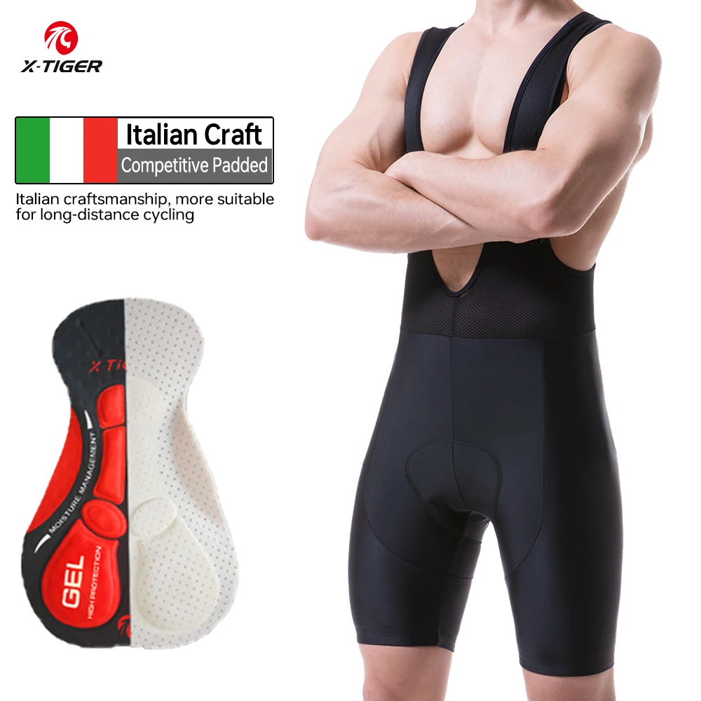 X-TIGER Fahrrad-Trägerhose mit 5D-Gel-Polsterung, MTB-Rennrad-Trägerhose, atmungsaktive Herren-Fahrradhose, Freizeithose