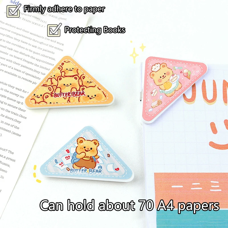 Creative Cute Cartoon Butter Bear Capybara Multi Functional Triangle Folder Storage PP Clip School Stationery Office Supplies