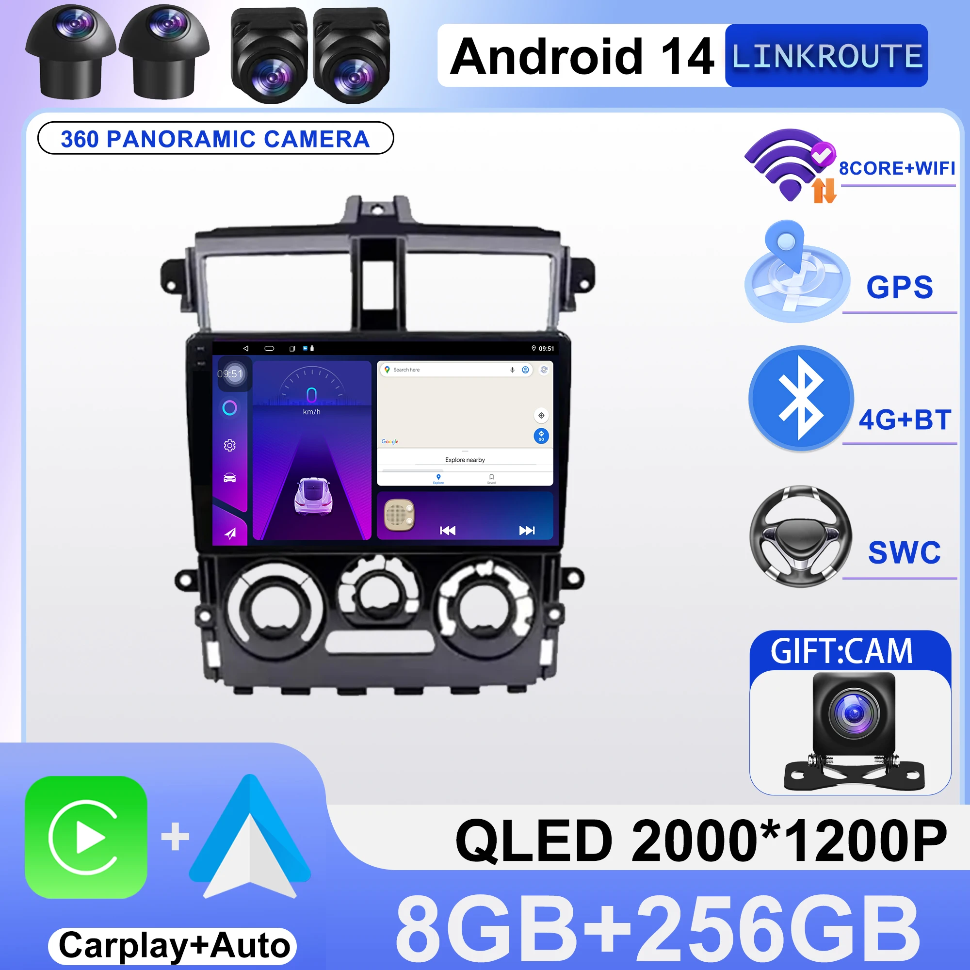 

Car Android 14 For Mitsubishi Colt Plus 2007-2012 Auto Head Unit Radio Multimedia Player Navigation GPS No 2din DVD 5G WIFI BT