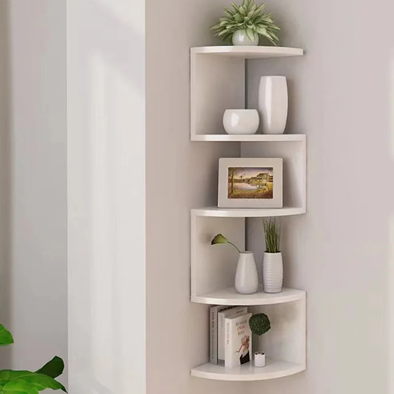 2/5-Layers Wall Mount Corner Shelf Floating Triangular Storage Rack Decorative Display Stand Book Organizers Plant Holder