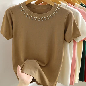 Women's Knit Korean T -shirt, sleeveless female blouse, with thin tops-en, solid y2k tank, new fashion, summer, 2022 7 Main Sales Korea - №6