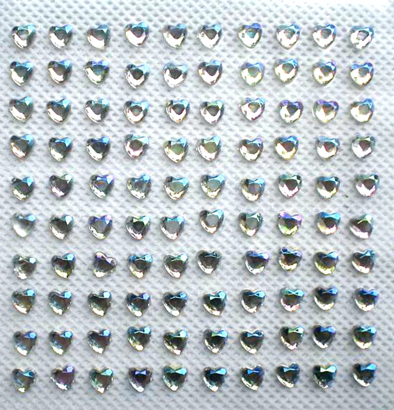 

10Sheets 6mm HEART 100pcs/sheet Self Adhesive Rhinestone Stickers for Craft Scrapbook Greeting Card Wedding Home Gift Phone DIY