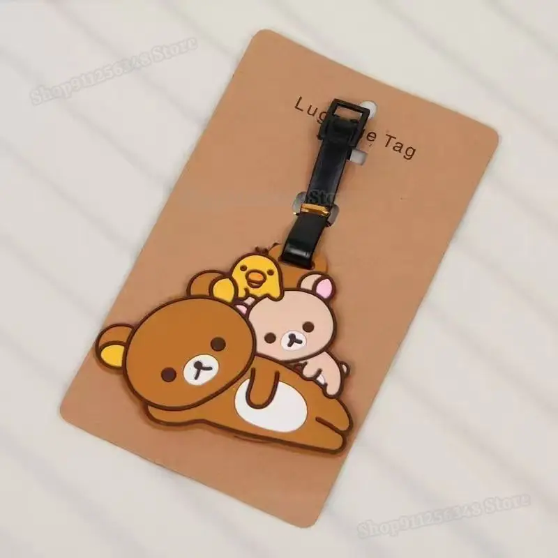 Rilakkuma Zacht rubberen reisinstapkaart Leuke gemakkelijke teddybeer Lazybear Bagage-identificatietag Handbagage hangende decoratie