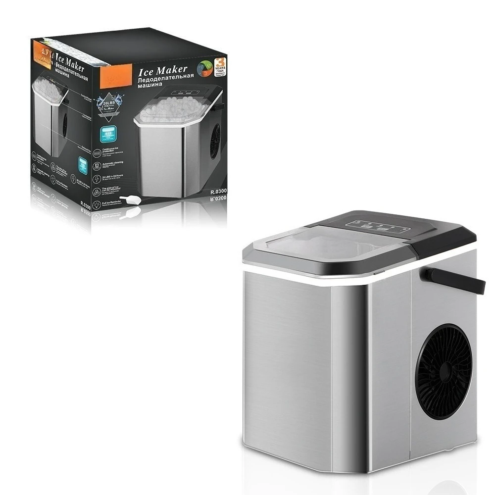 EU Plug Mini Ice Maker Automatic Bullet Ice Machine Visible Portable Countertop Ice Maker for Home Use