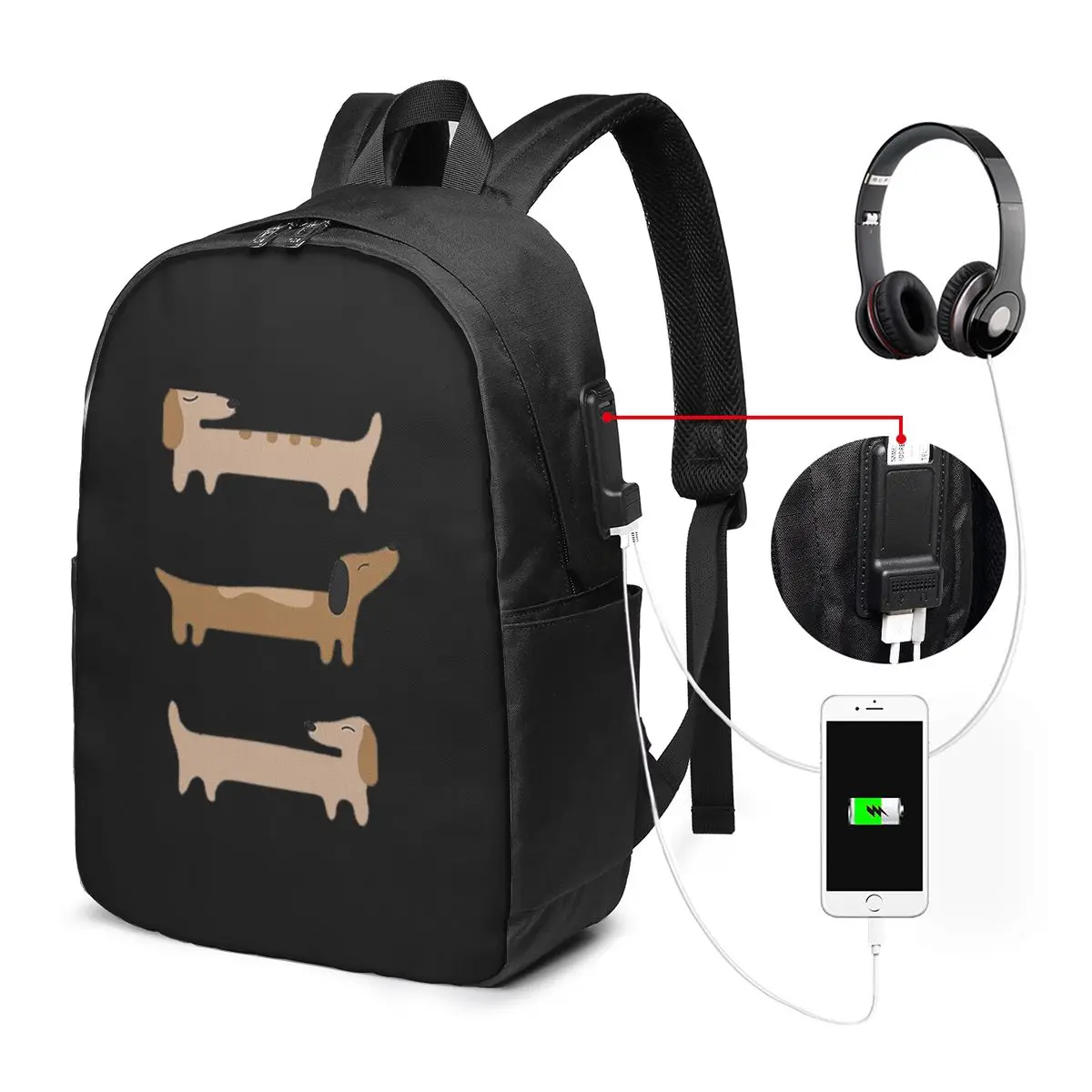 Home Decor - Dachshund Backpack Travel Notebook Bag Computer College Student School Bag Laptop Shoulder Bags for Men Women