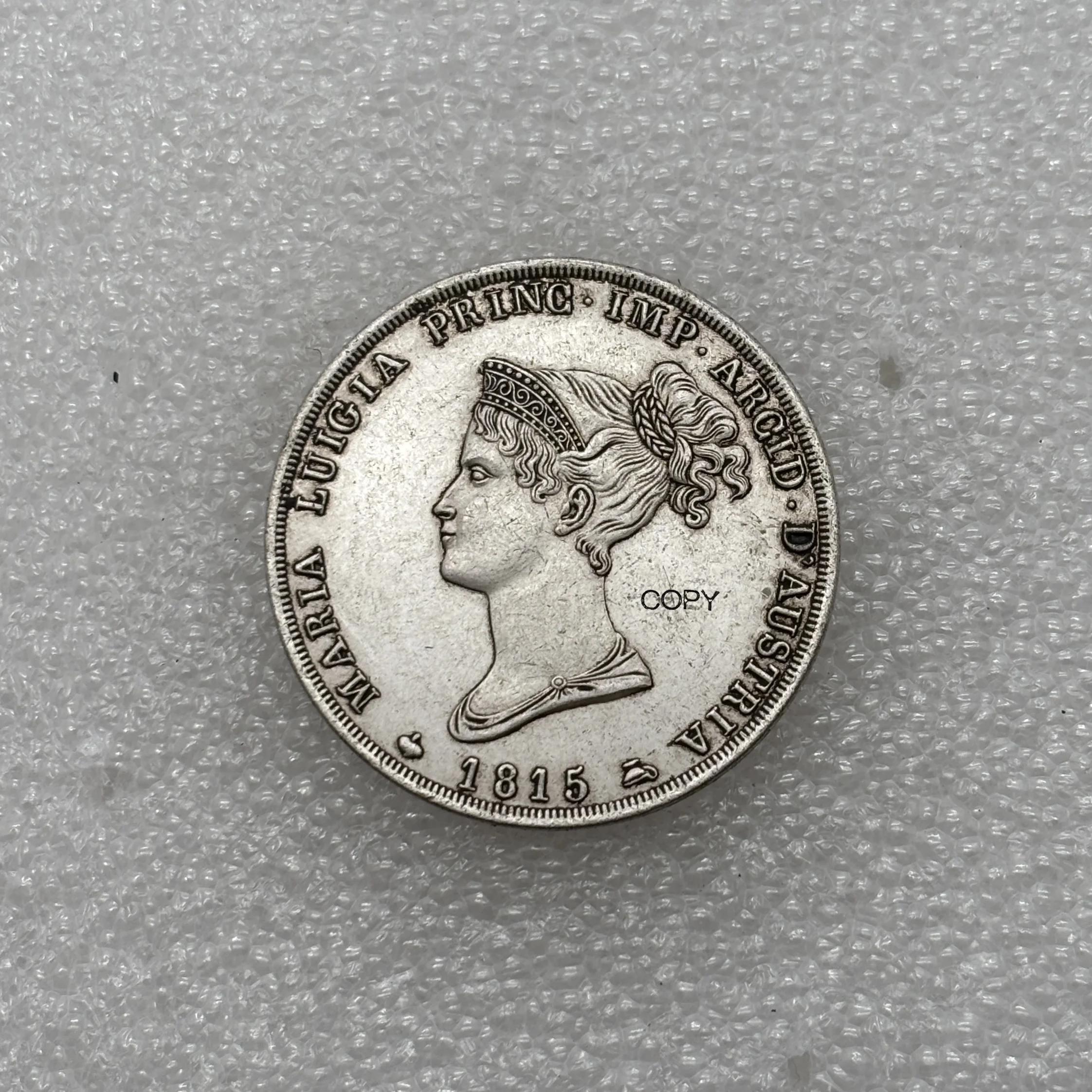 Moedas Comemorativas Italianas 1815 5 Lire Maria Luigia Duqueado de Parma Réplica em Metal Prateado