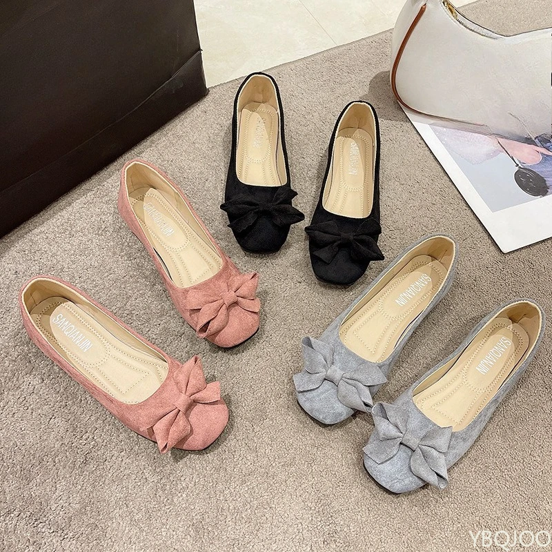 

Весенне-осенние новые элегантные простые туфли на плоской подошве с бантом-бабочкой, женская модная универсальная женская обувь с неглубоким носком