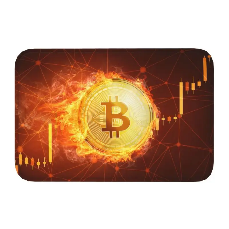 Custom Bitcoin Coin Front Floor Door Entrance Mat Outdoor Btc Crypto Currency Bath Kitchen Doormat Balcony Carpet Rug