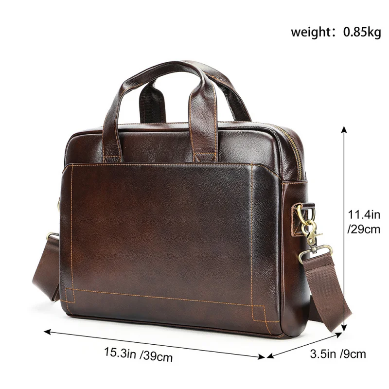 Bolsa masculina de couro genuíno, maleta de couro bovino de camada superior, bolsa para laptop de couro genuíno, bolsa executiva
