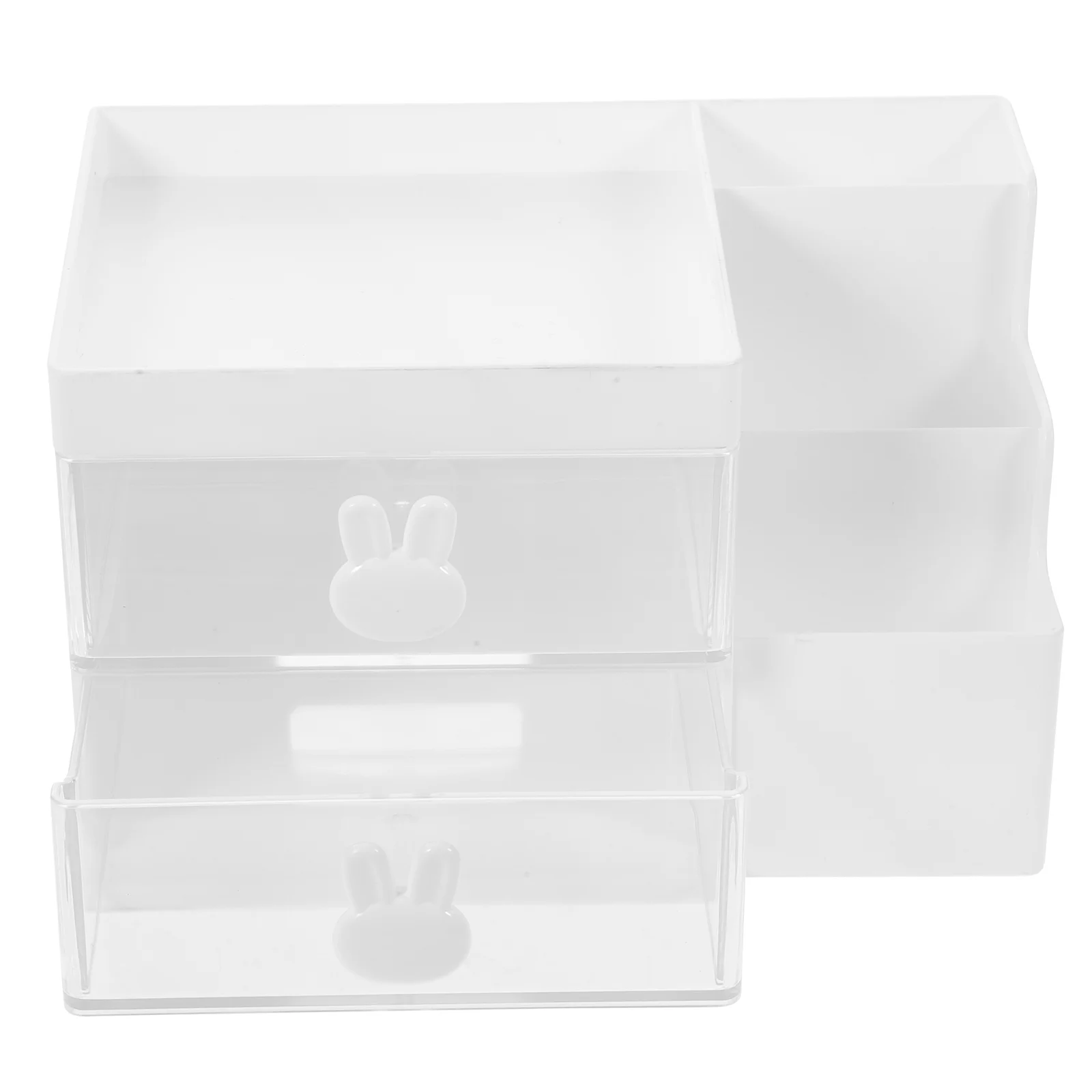 Pot Lid Holder Desktop Pen Storage Box Drawer-type Office Stationery Cosmetics Multi-Function Organizing Rack (White) Organizer