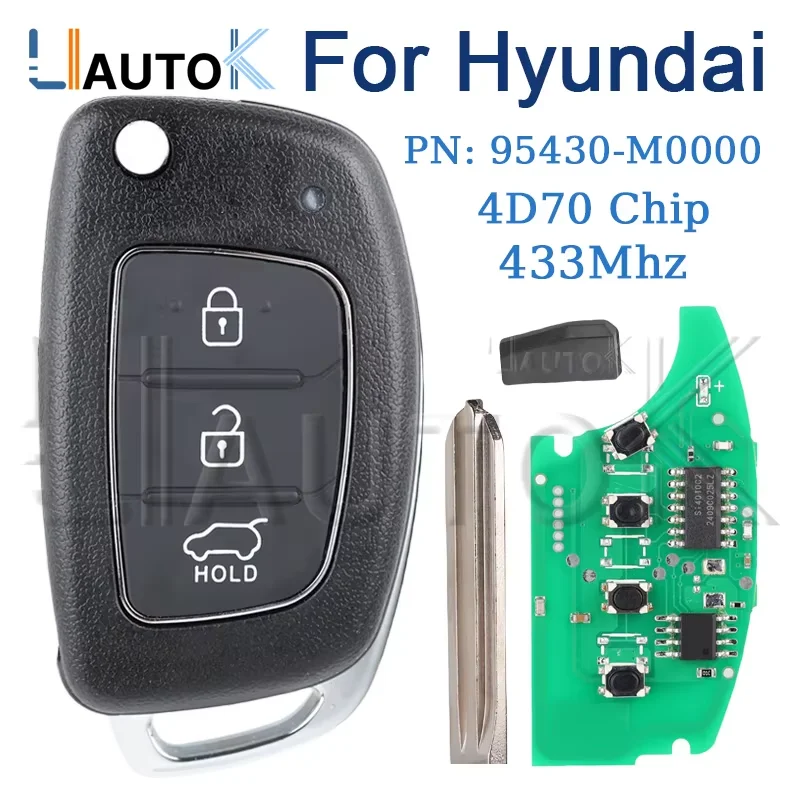 

Car Remote Control Key Housing for Hyundai Creta 2016 433MZ 4D70 Chip Flip Smart Car Key Fob PN: 95430-M0000 3 Buttons Keys