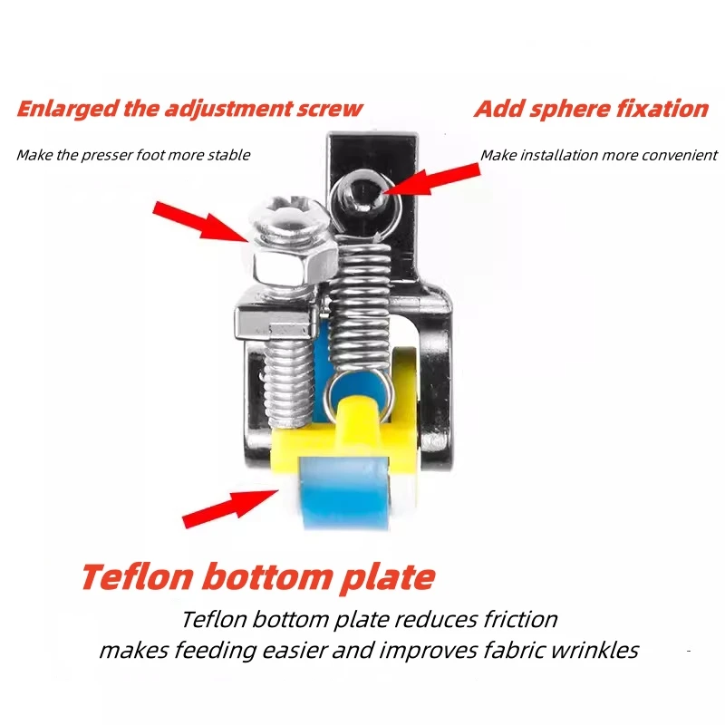 Industrial Sewing Machine Anti wrinkle PTFE wear-resistant roller presser foot, thick and thin material universal presser foot