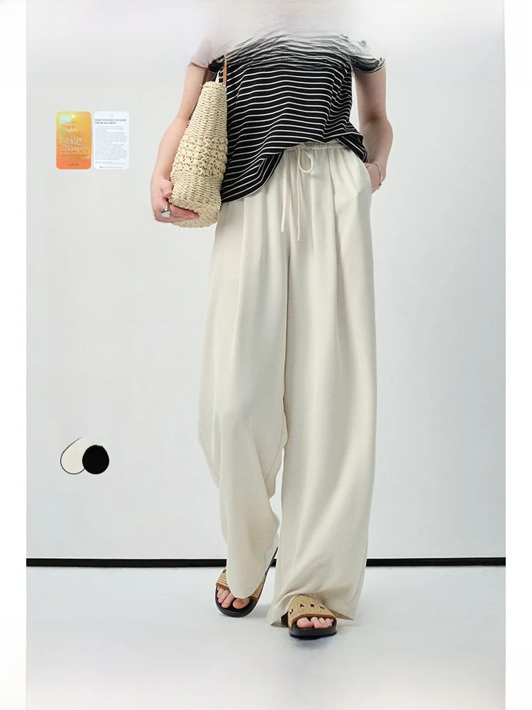 

Женские повседневные брюки Rui больших размеров, с защитой от солнца, широкие, длинные, белые, летние, новые, для работы, с высокой талией