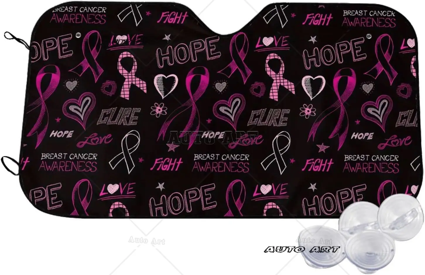 Breast Cancer Awareness Car Windshield Sunshade Sun Shade Cover Reflective Car Visor Protector - Keeps Your Vehicle Cool