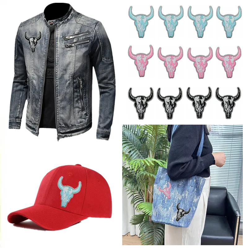 

Bull Head Design Embroidery Sew/Iron on Patches for DIY Clothing Hat Coats jeans T-shirt Sweaters Shoes Bags Socks