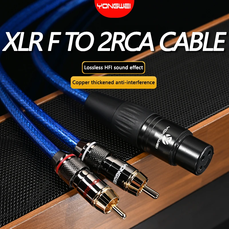 YONGWEI High end Hifi XLR to RCA Cable 6N Stereo RCA Cable For Speaker Amplifier Mixer 3Pin XLR Female to RCA Male Cable