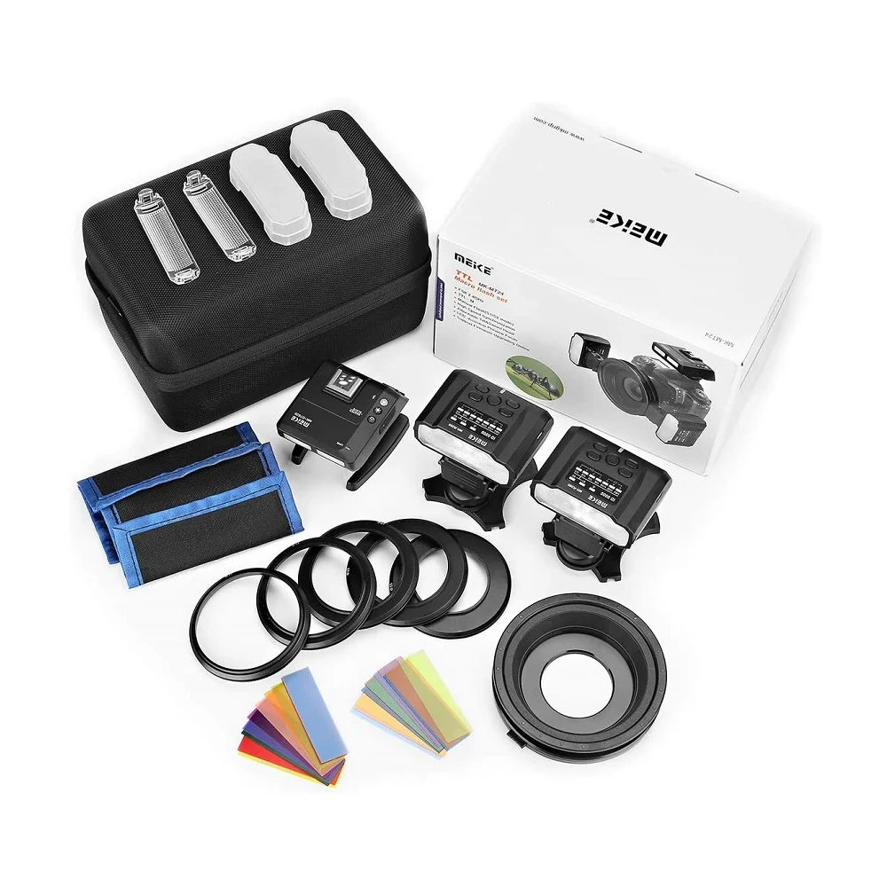 Meike MK-MT24 TTL 2.4 جيجا هرتز التوأم لايت ماكرو فلاش حلقة فلاش Speedlight لكانون EOS 5D II III 6D 7D 60D 70D 700D 650D 600D 1100D