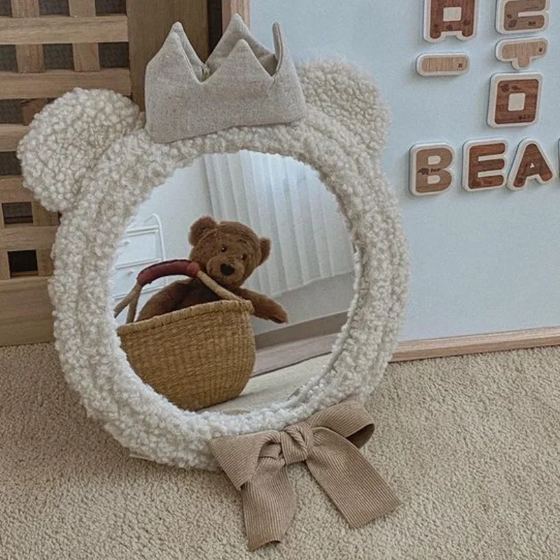 Baby Child Reflector Korean Ins Bear Crown Mirror Children's Room Clothing Store Decoration Pendant Photo Studio Shooting Mirror